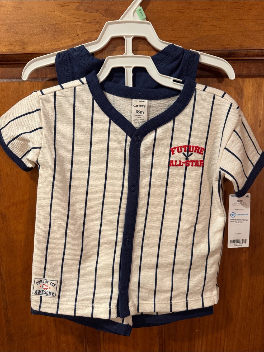 NWT Carter's Navy & White 'Future All-Star' Pinstripe Baseball Outfit & Bodysuit